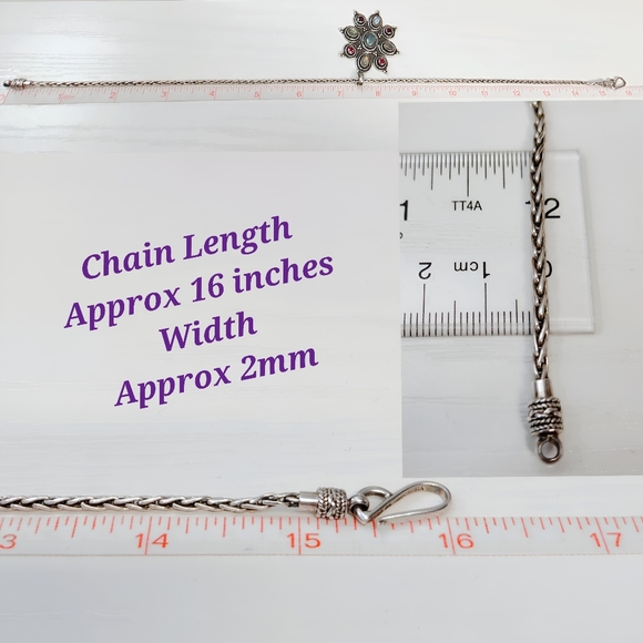 Suarti Sterling Silver Multi Stone Large Starburst or Flower Pendant Necklace - Picture 3 of 10